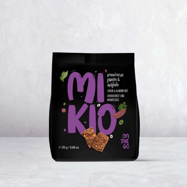MIKIO Bites snack packaging design with bold colors and playful branding for youth appeal by leoussis a_