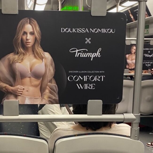 Doukissa Nomikou modeling Comfort Wire bra – Triumph SS25 outdoor campaign