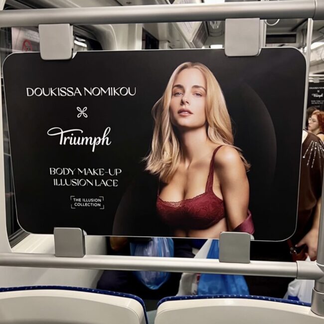 Billboard ad for Triumph Body Make-Up Illusion Lace bra in Athens Metro by Leoussis a_